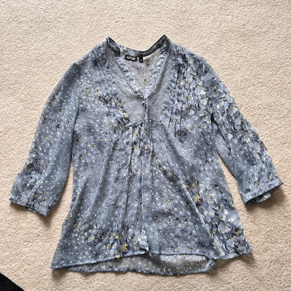 Apt. 9 Spring Blue Embellished Blouse